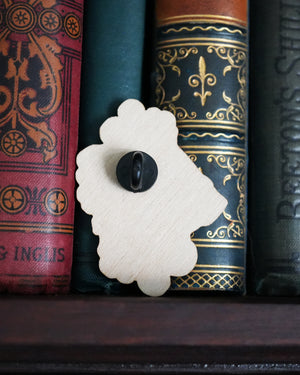 Gothic Spellbook - Wooden Pin Badge