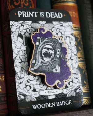 Gothic Spellbook - Wooden Pin Badge
