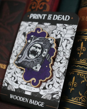 Gothic Spellbook - Wooden Pin Badge