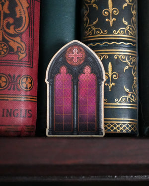 Gothic Window - Wooden Pin Badge