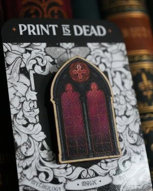 Gothic Window - Wooden Pin Badge
