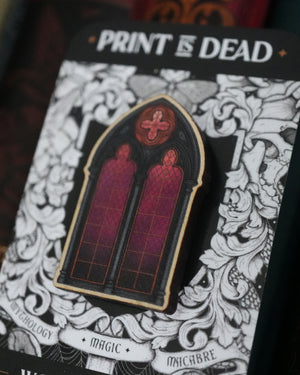 Gothic Window - Wooden Pin Badge