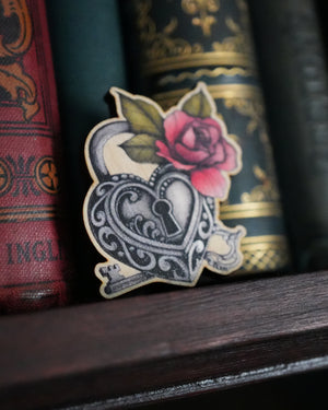 Lover's Lock - Wooden Pin Badge