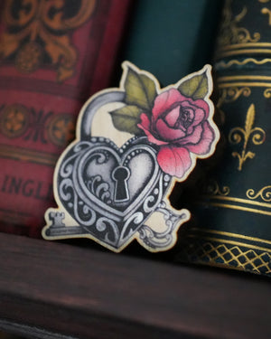 Lover's Lock - Wooden Pin Badge