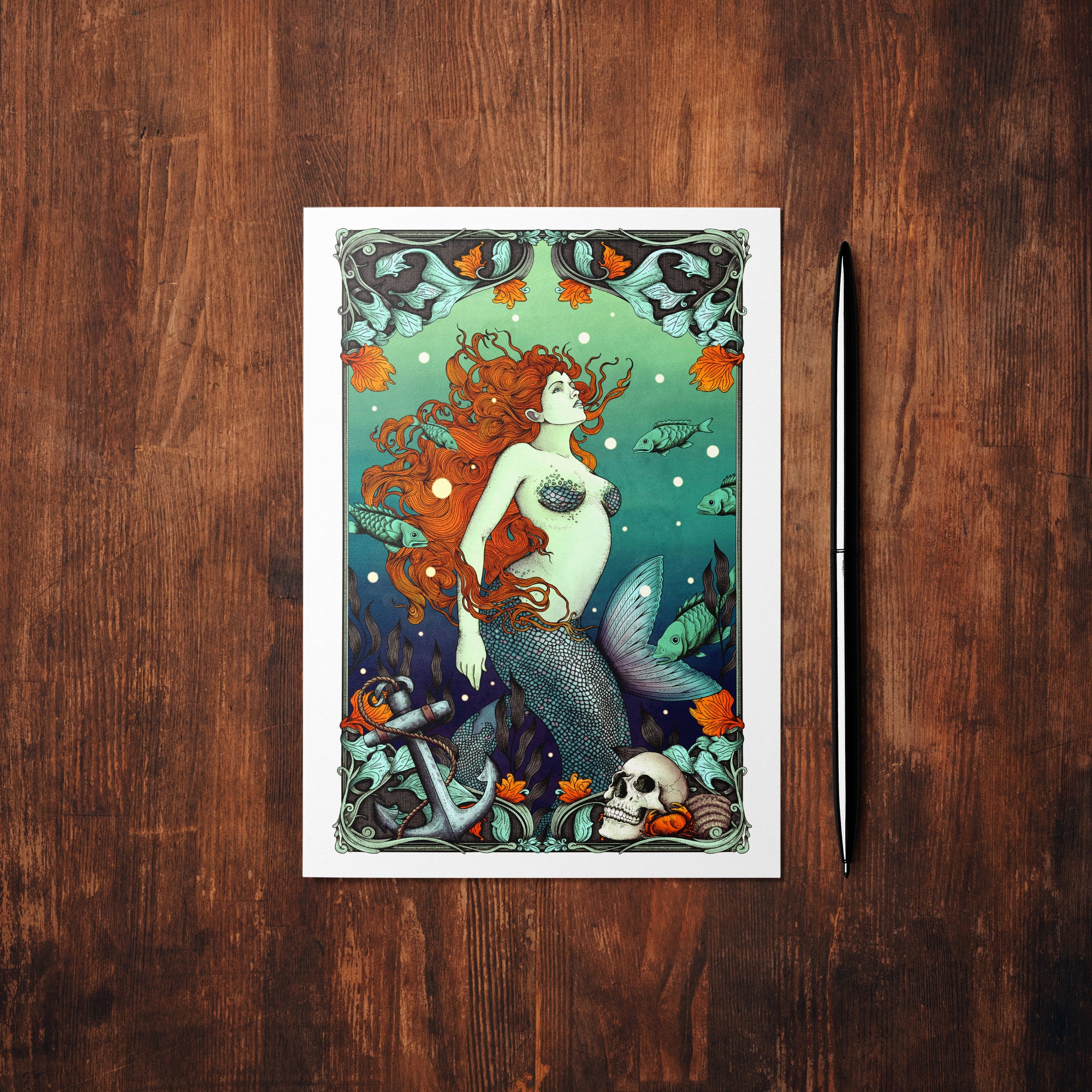 Mermaid & The Sailor - Mohawk Fine Art Postcard