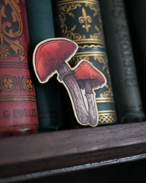 Orange Mushrooms - Wooden Pin Badge