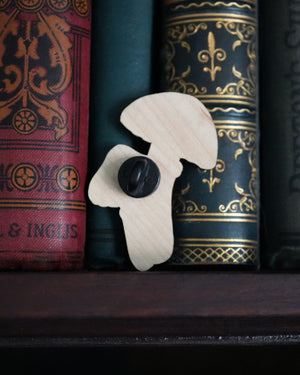 Orange Mushrooms - Wooden Pin Badge