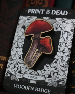 Orange Mushrooms - Wooden Pin Badge