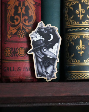 Plague Doctor Coffin - Wooden Pin Badge