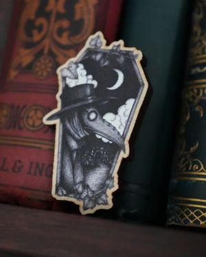 Plague Doctor Coffin - Wooden Pin Badge