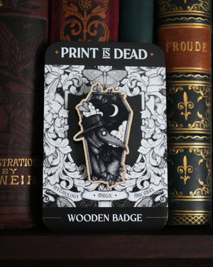 Plague Doctor Coffin - Wooden Pin Badge
