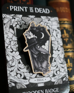 Plague Doctor Coffin - Wooden Pin Badge