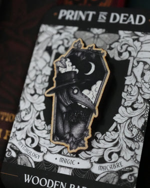 Plague Doctor Coffin - Wooden Pin Badge