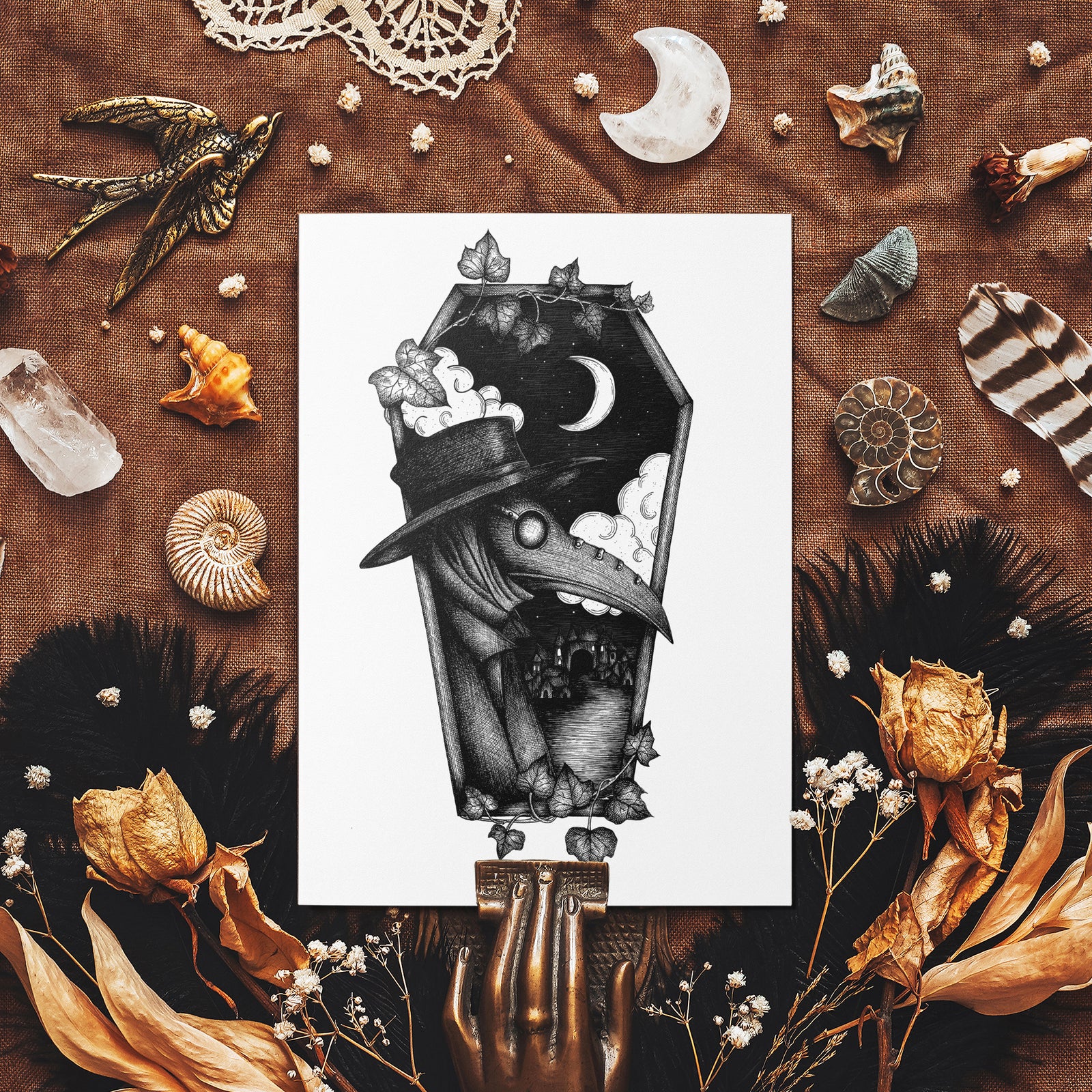 Plague Doctor Coffin - Mohawk Fine Art Postcard