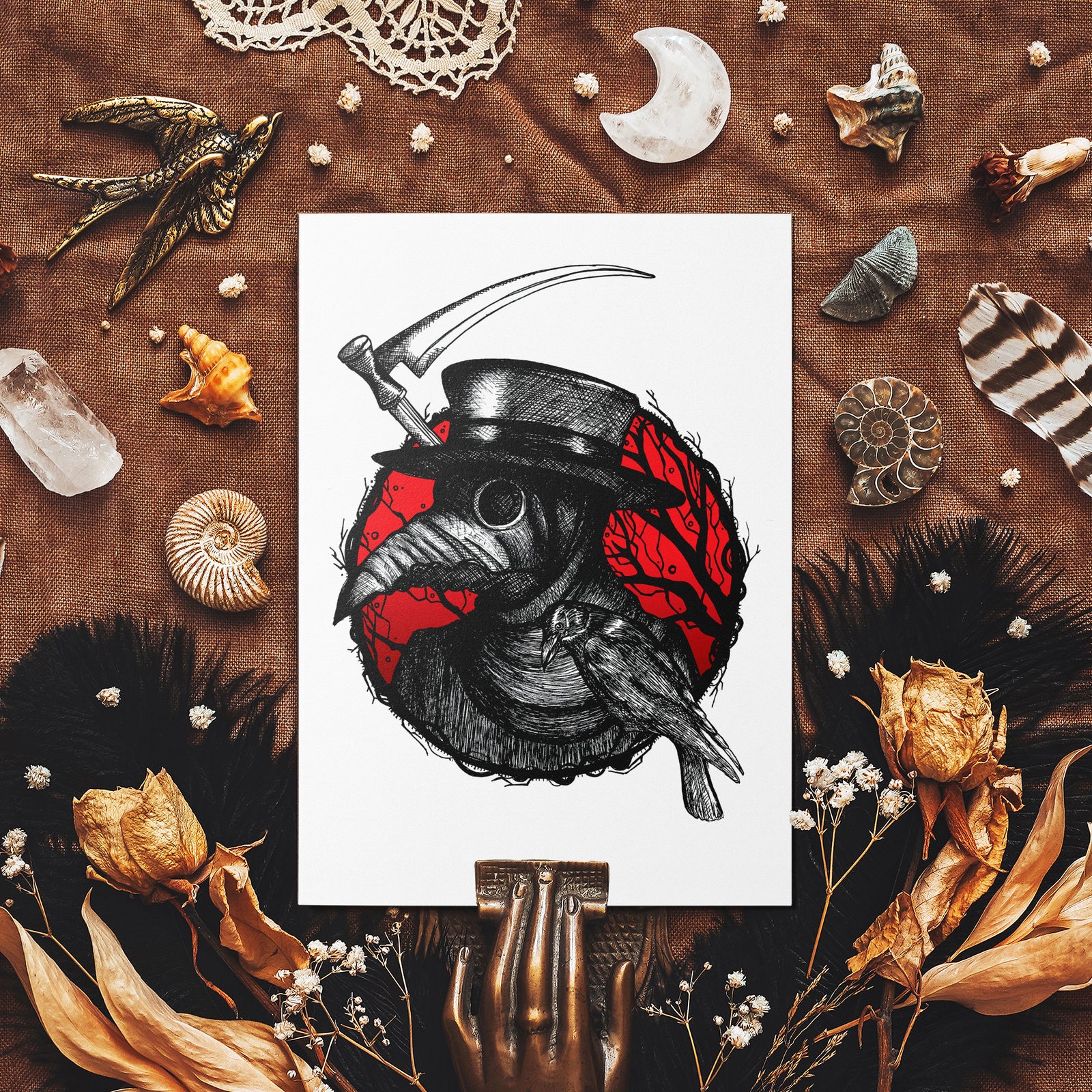 Plague Doctor and Raven - Mohawk Fine Art Postcard