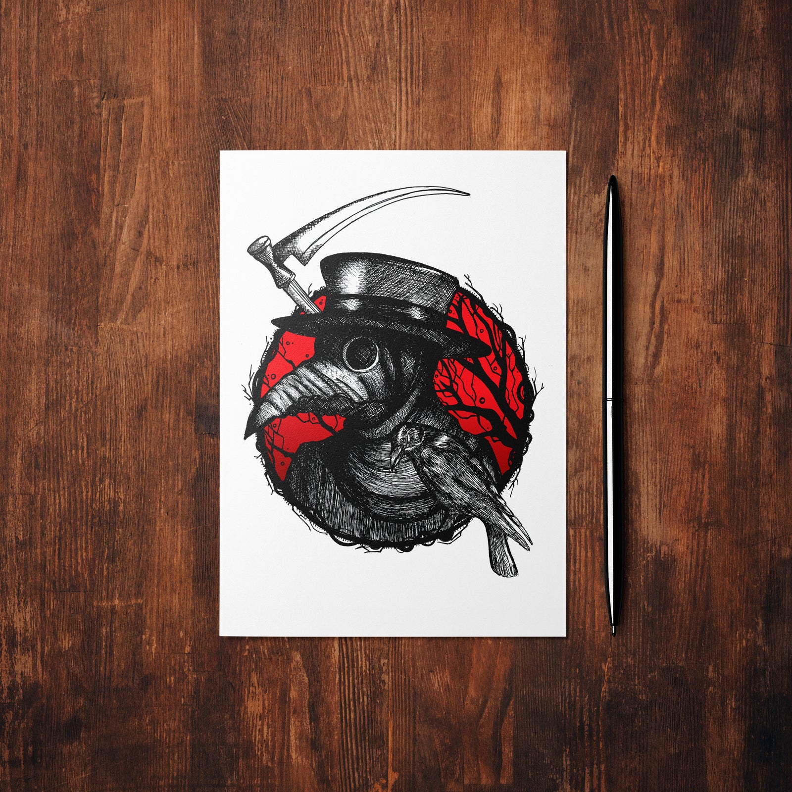 Plague Doctor and Raven - Mohawk Fine Art Postcard