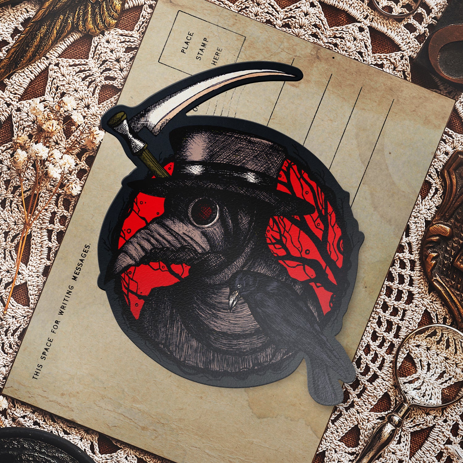 Plague Doctor and Raven - Vinyl Sticker