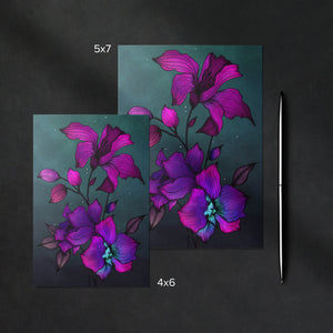 Purple Orchids - Glossy Fine Art Postcard