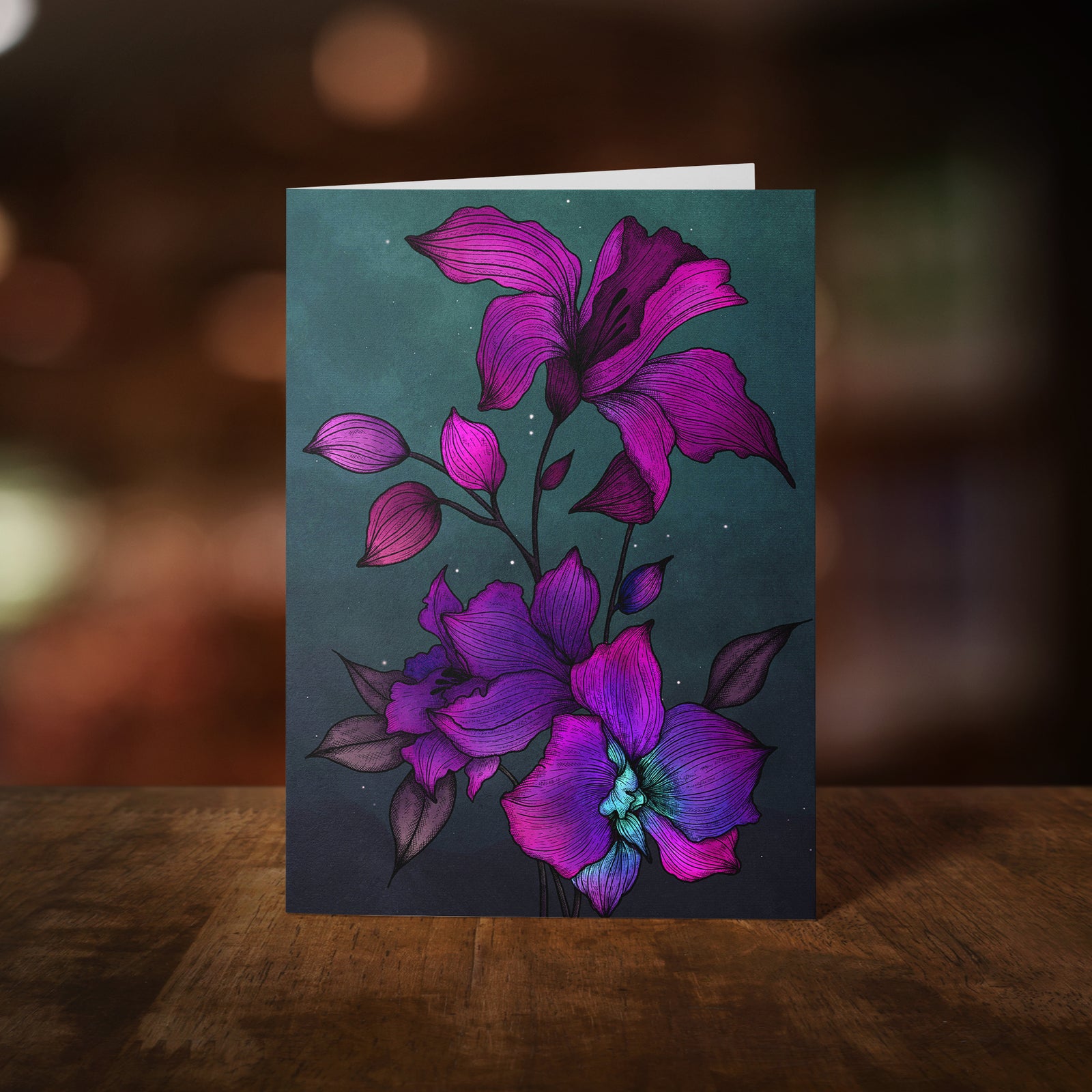 Purple Orchids - Greeting Card