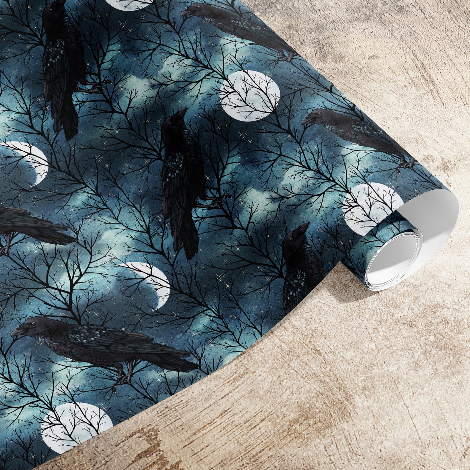 Raven and Moon Gift Wrapping Paper