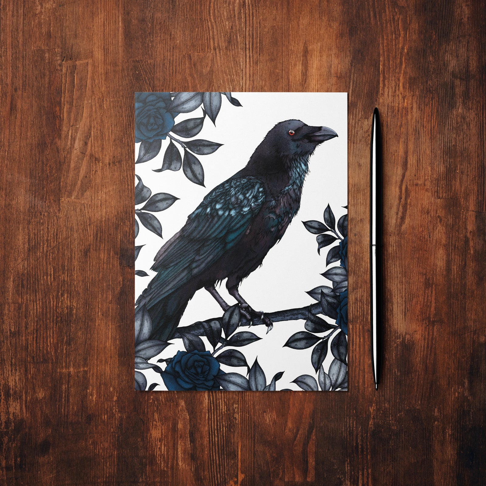 Raven and Roses - Mohawk FIne Art Postcard