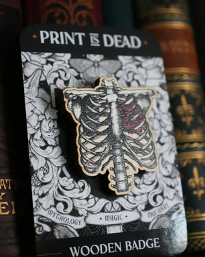Ribcage and Rose - Wooden Pin Badge