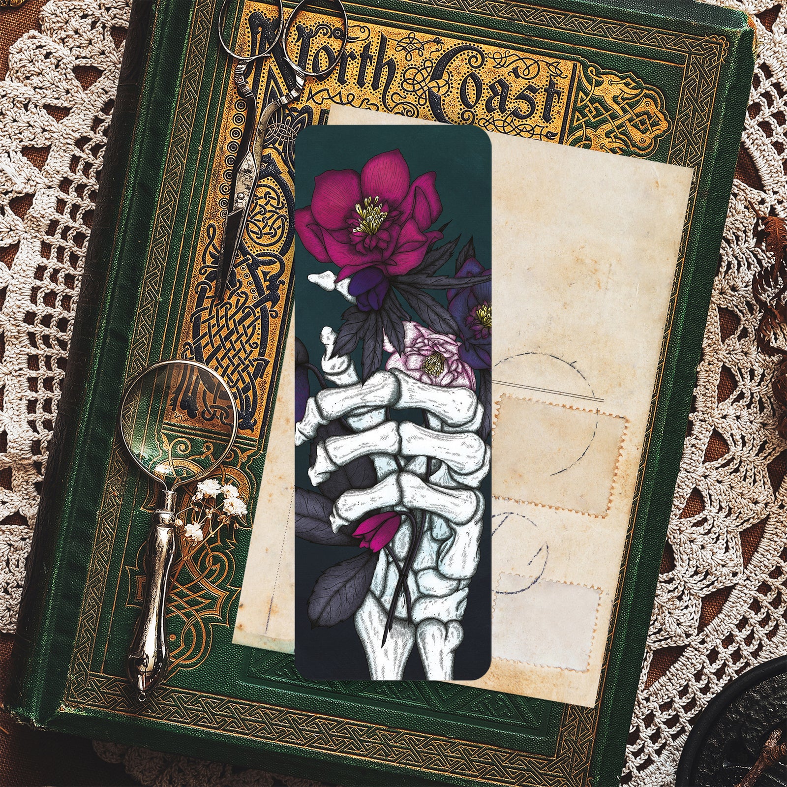 Skeleton and Hellebores - Bookmark