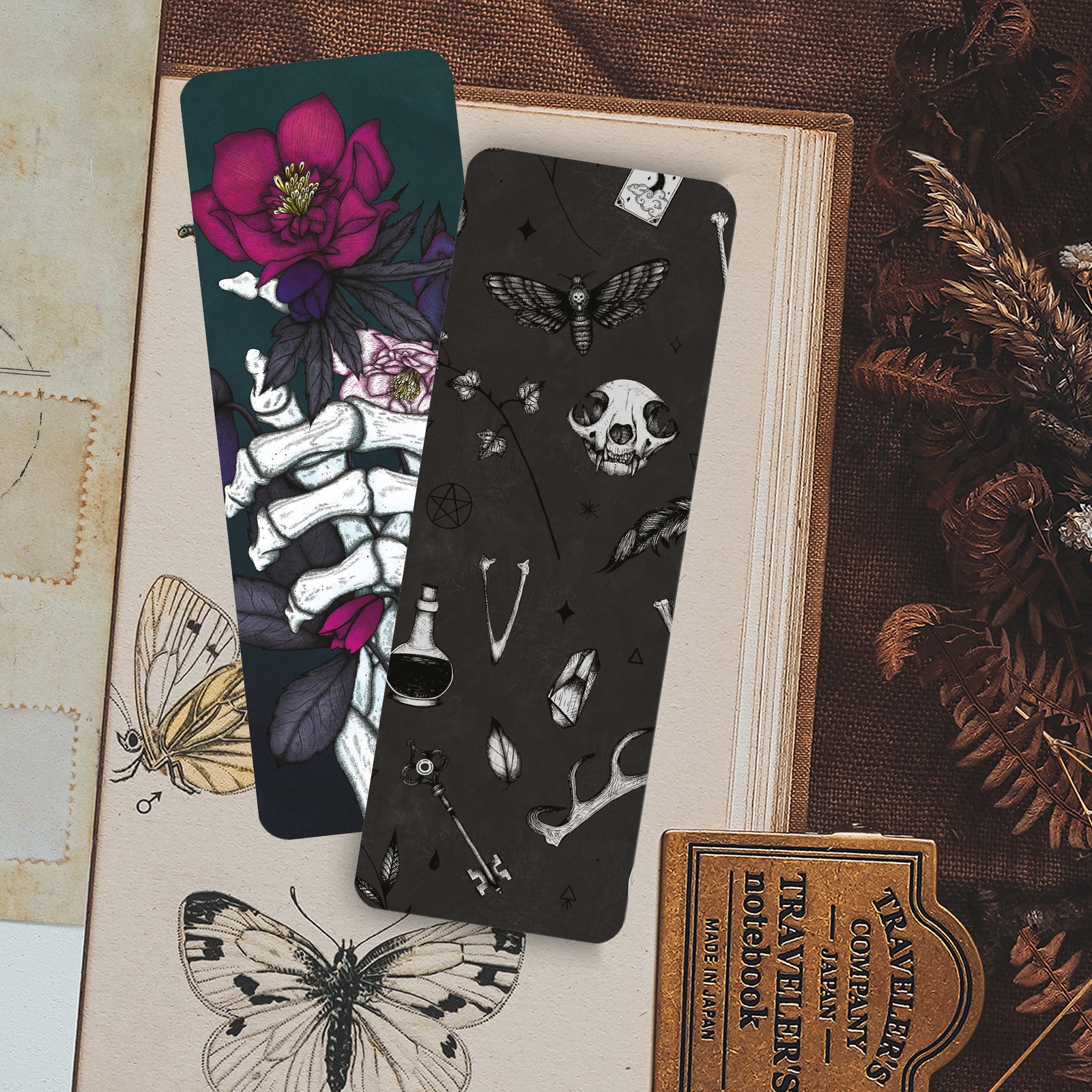 Skeleton and Hellebores - Bookmark