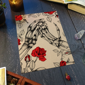 Skeleton and Roses - Kraft Art Print