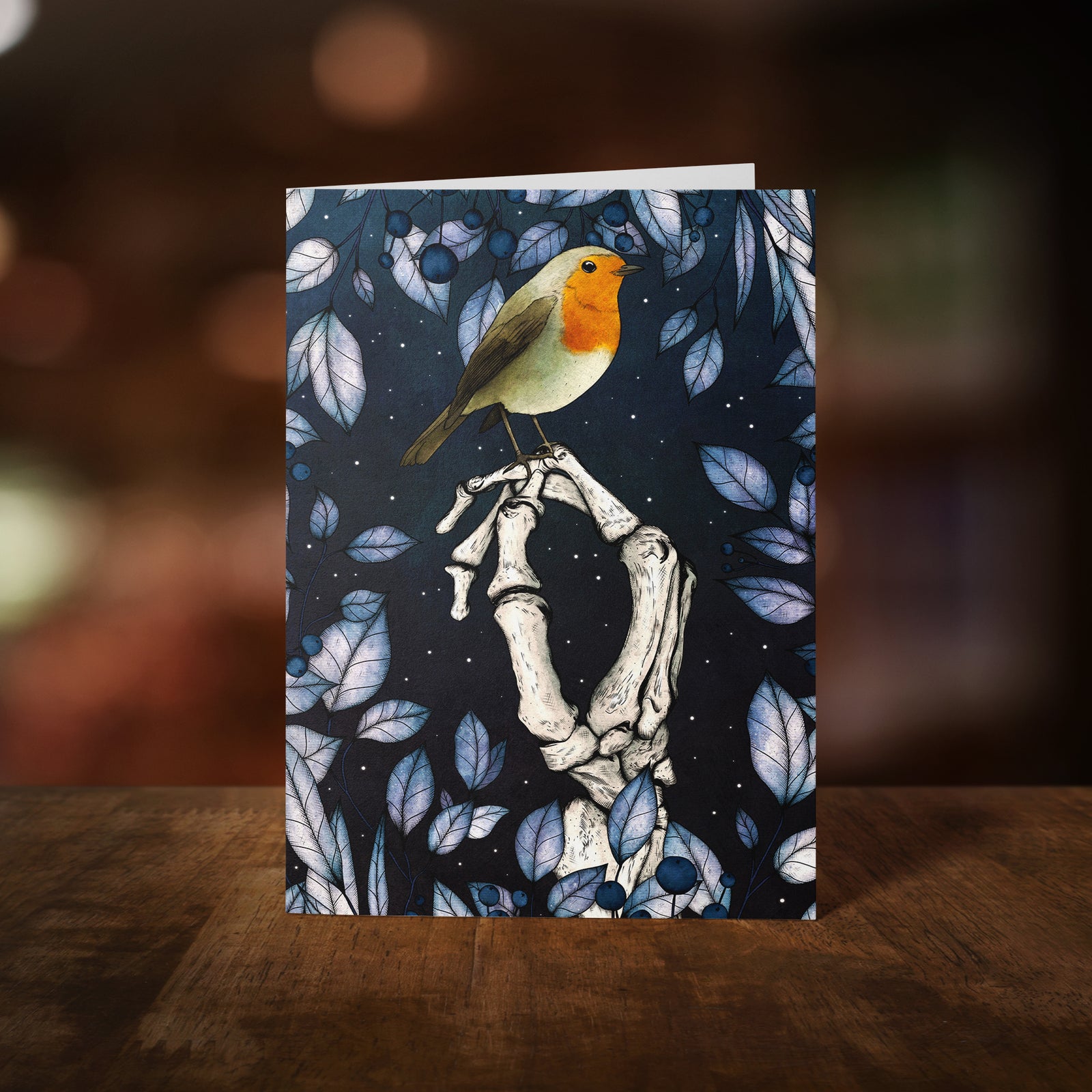 Skeleton and Robin - Greeting Card