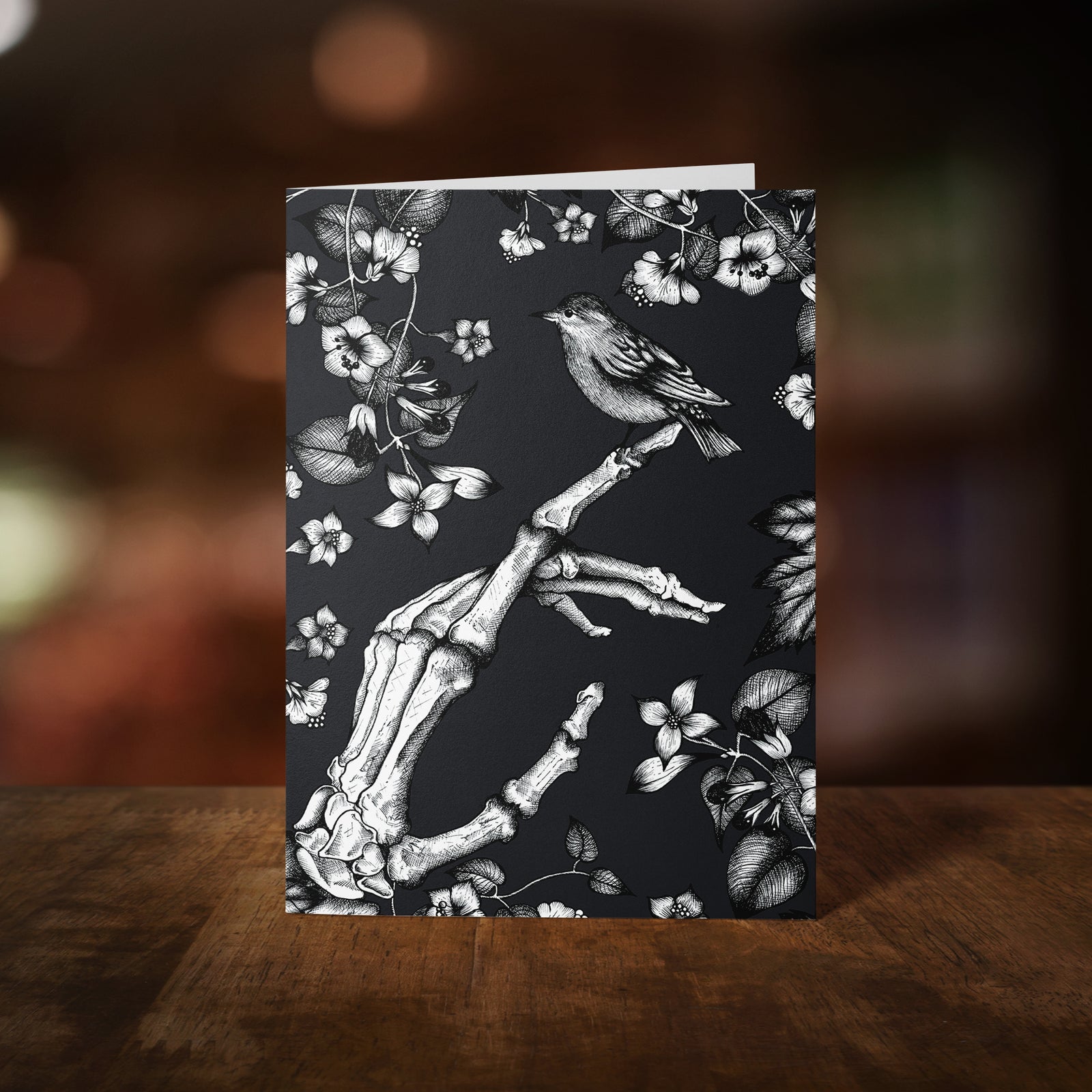 Skeleton and Sparrow - Greeting Card