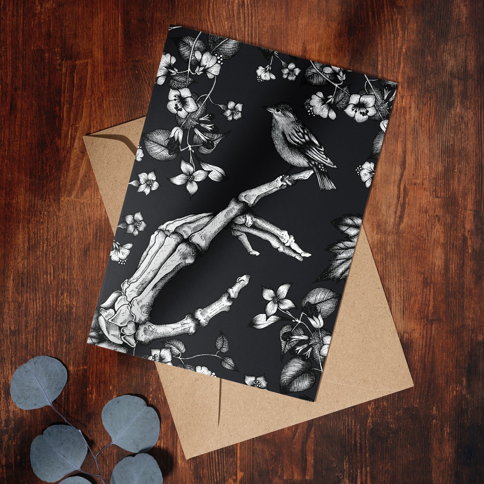 Skeleton and Sparrow - Greeting Card