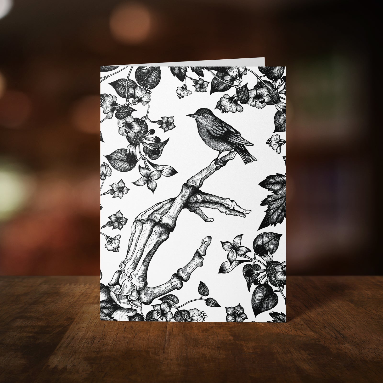 Skeleton and Sparrow - Greeting Card