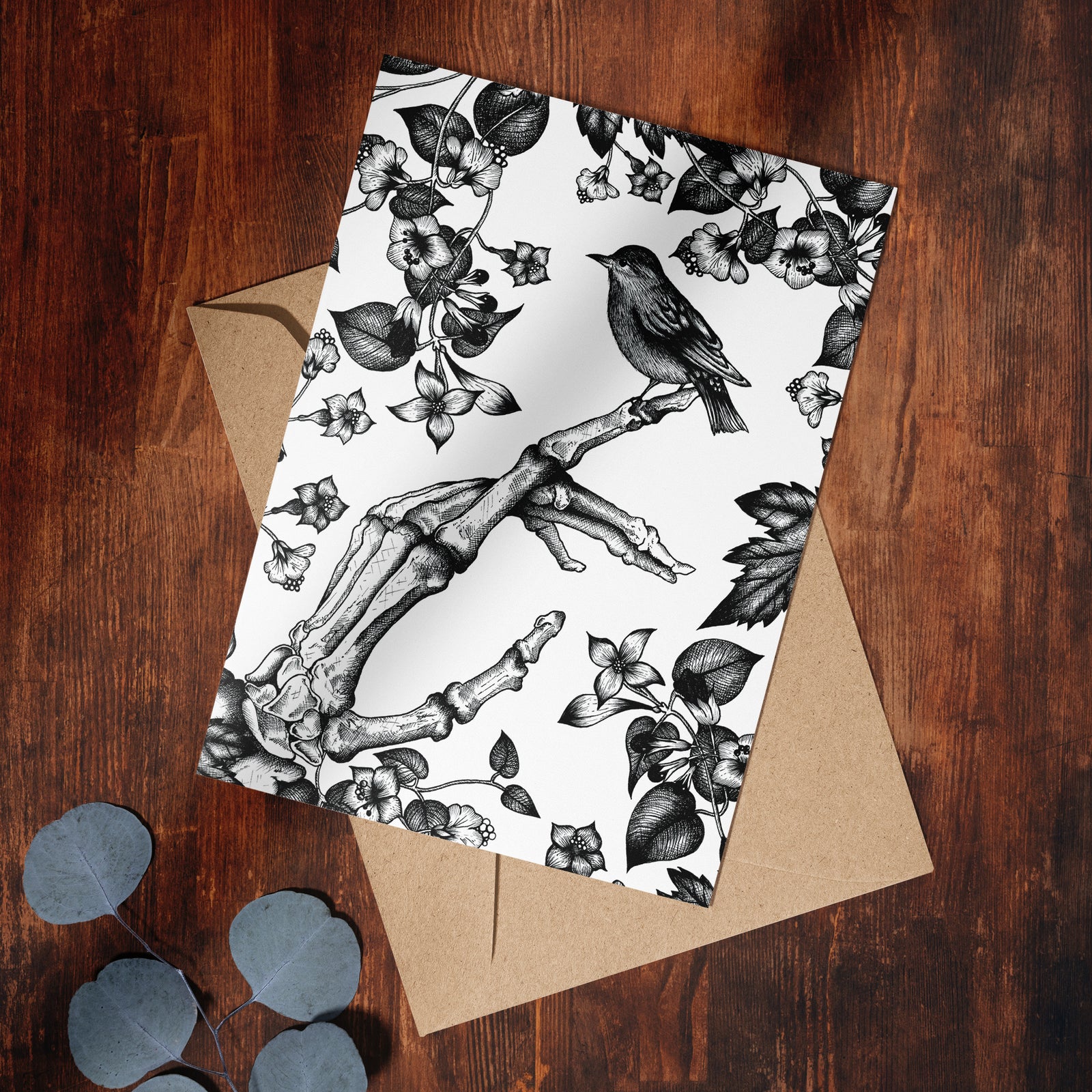 Skeleton and Sparrow - Greeting Card