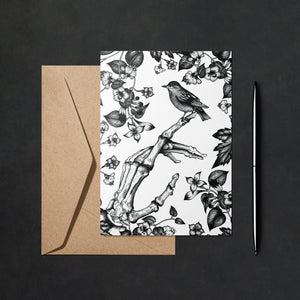 Skeleton and Sparrow - Greeting Card