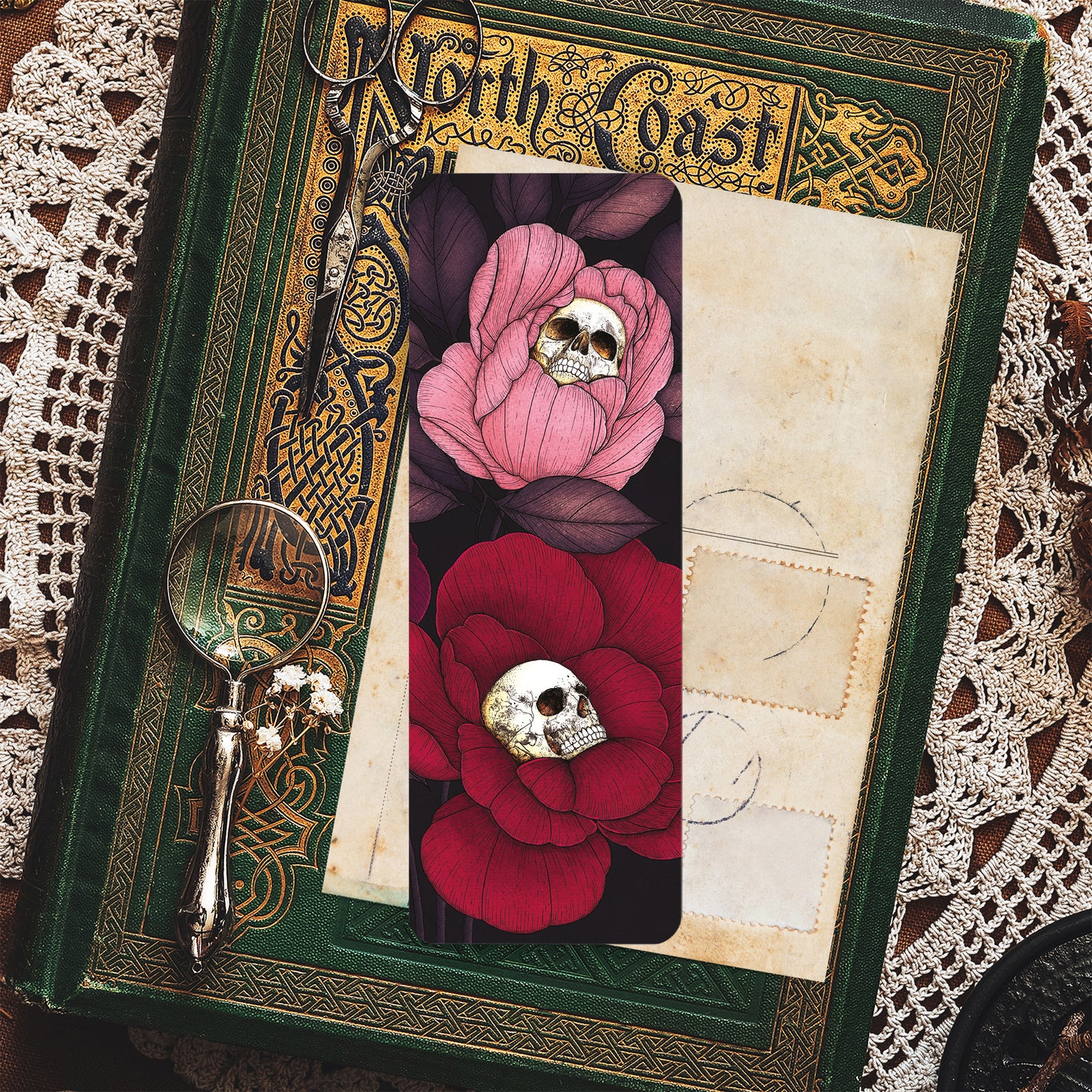Skull Peonies - Bookmark