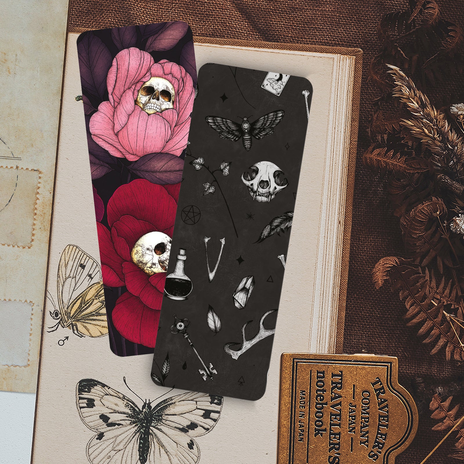 Skull Peonies - Bookmark