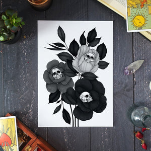 Skull Peonies - Standard Art Print