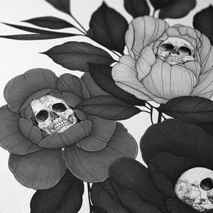 Skull Peonies - Giclée Art Print