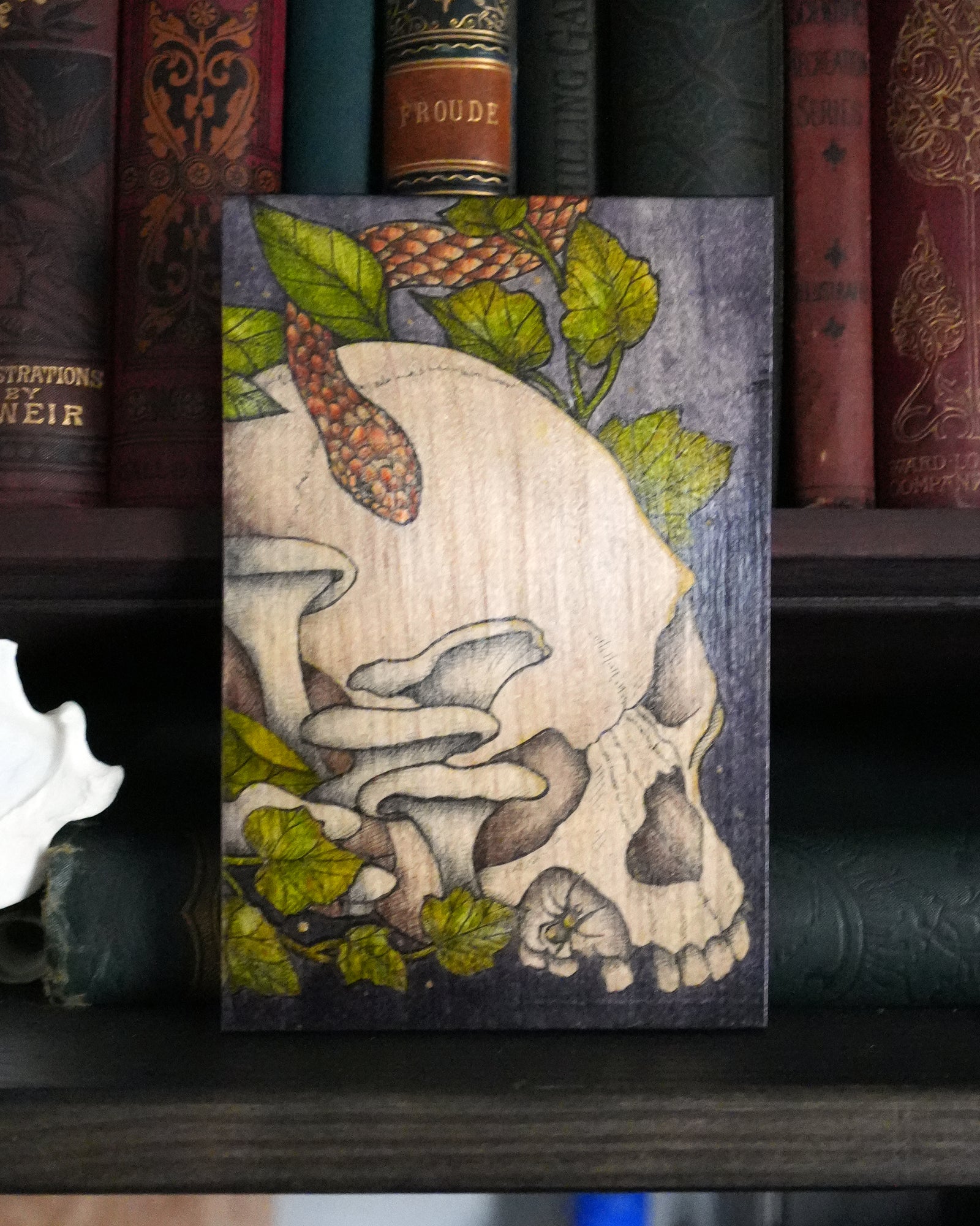 Skull and Snake Original Wood Art