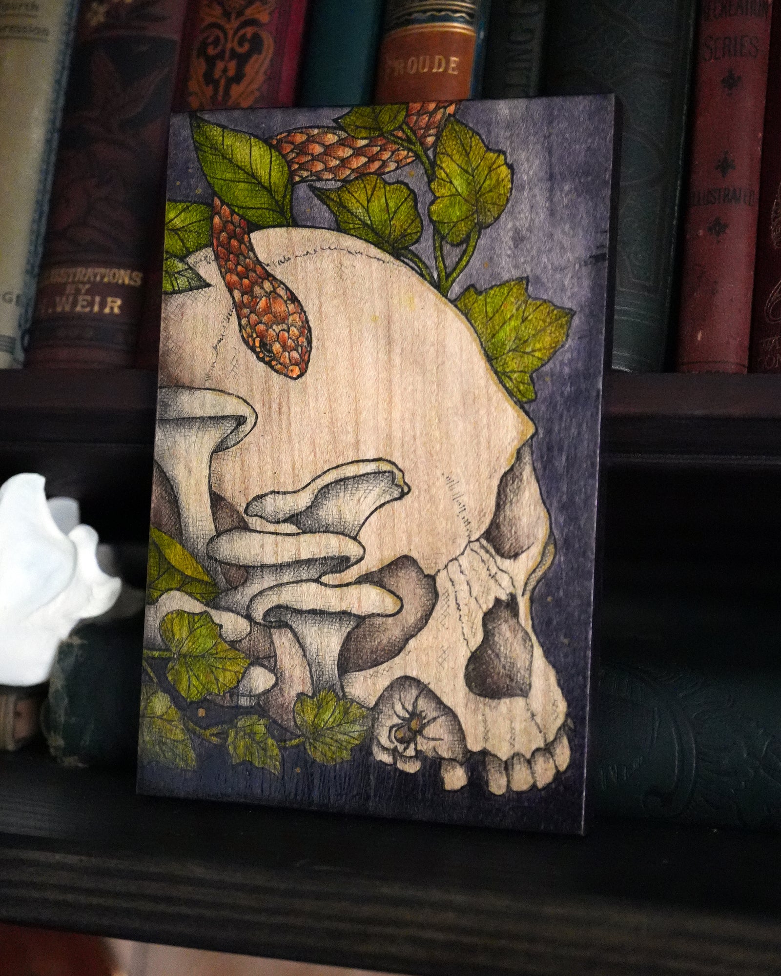 Skull and Snake Original Wood Art
