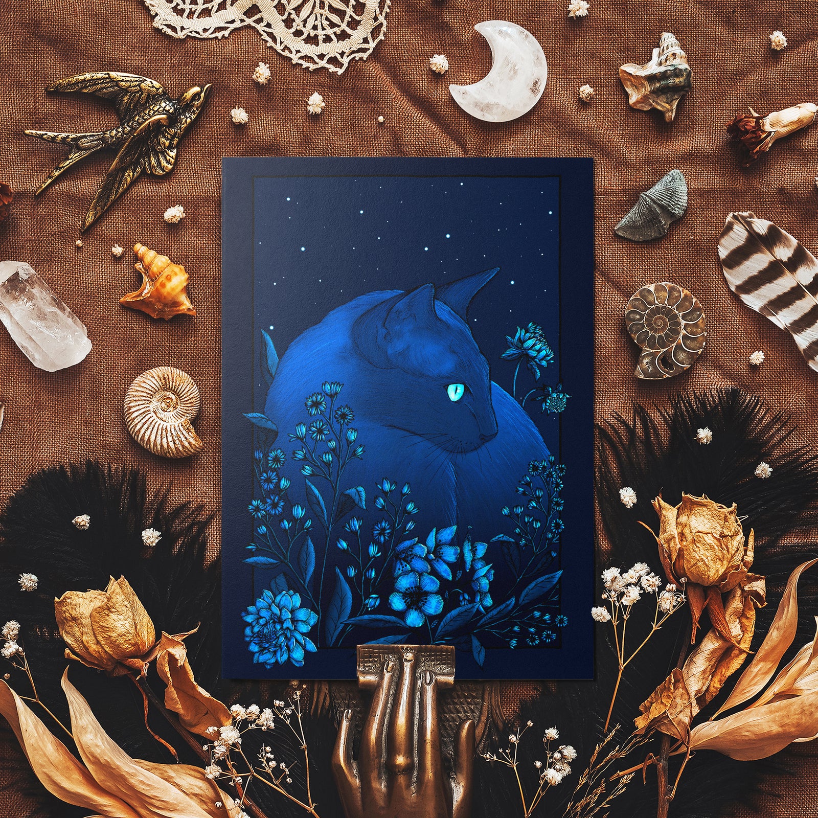 Starlight Cat - Glossy Fine Art Postcard