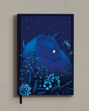 Starlight Cat - Lined Hard Cover Notebook