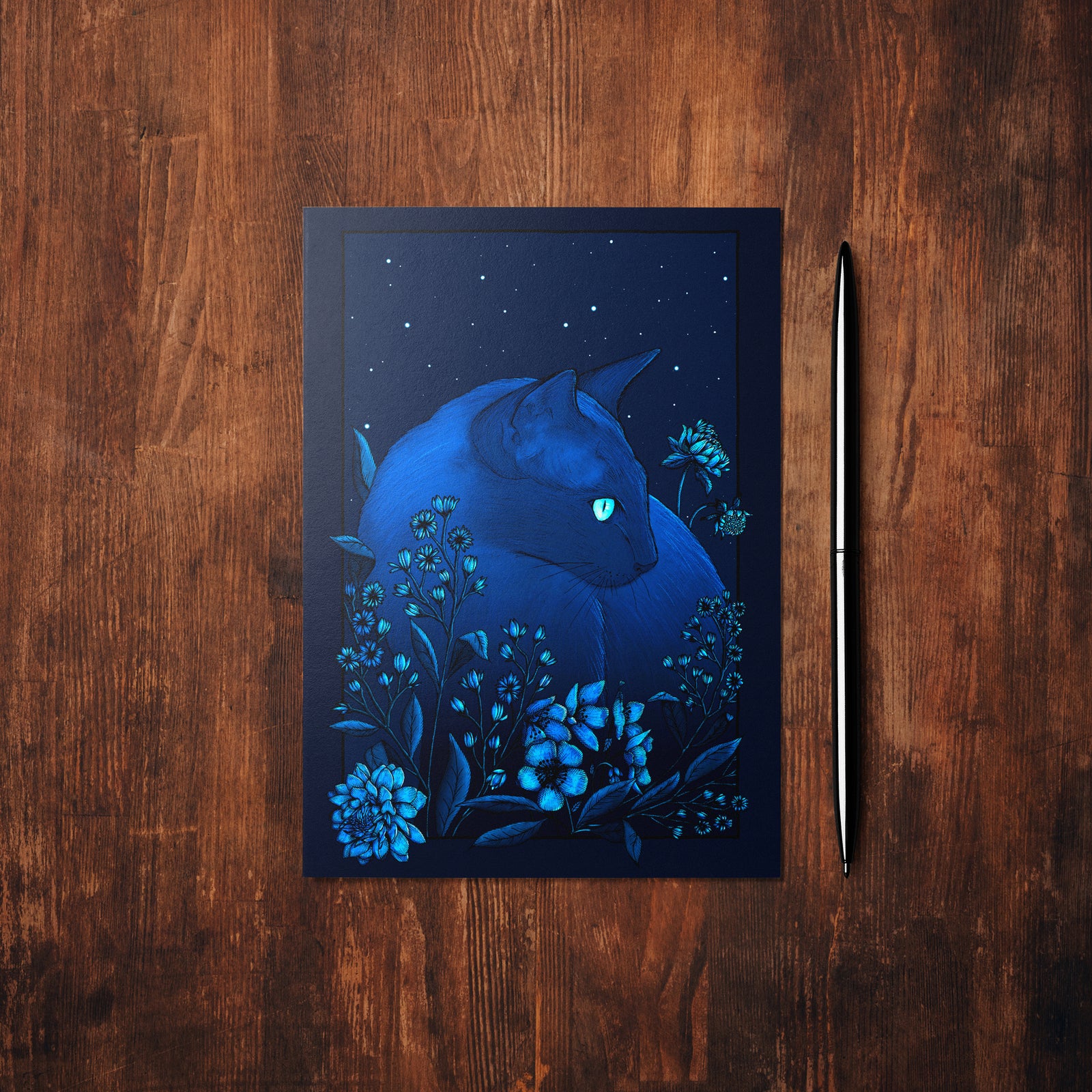 Starlight Cat - Glossy Fine Art Postcard