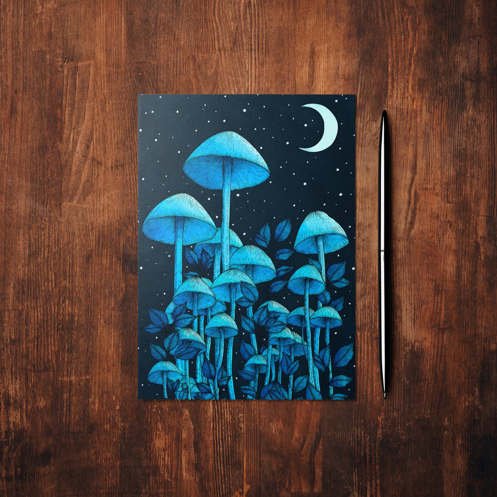Starlight Mushrooms - Glossy Fine Art Postcard