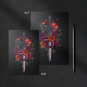 Sword and Serpent - Glossy Fine Art Postcard