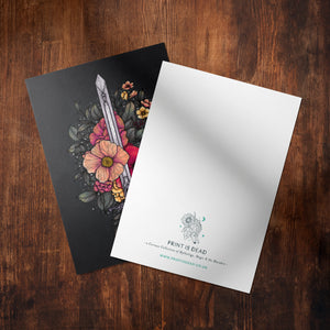 Sword and Blooms - Glossy Fine Art Postcard