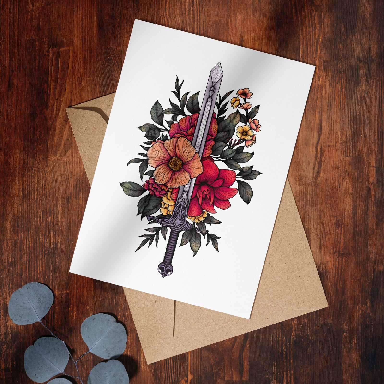 Sword & Blooms - Greeting Card