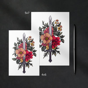 Sword and Blooms - Mohawk Fine Art Postcard