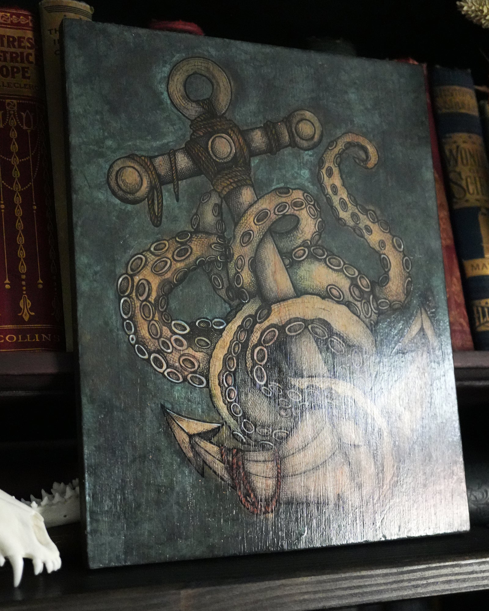 Tentacle Anchor Original Wood Art
